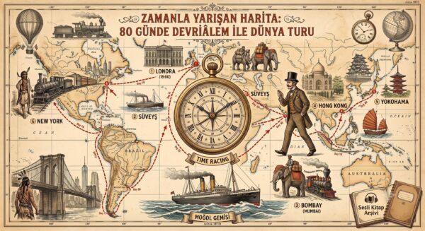Jules Verne, bizi sadece bir iddiaya ortak etmez. O, bizi dünyanın etrafında çılgın bir yarışa çıkarır. Phileas Fogg ve sadık yardımcısı Passepartout, bir Londra kulübünde zamana meydan okur. Böylece edebiyat tarihinin en büyük küresel seyahat rotası doğar. Şimdi, pusulayı ayarlama ve bu devasa haritayı adımlama vakti.